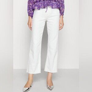 Maje Womens White Flared Jeans With Raw Hem Cotton Size 40(L)